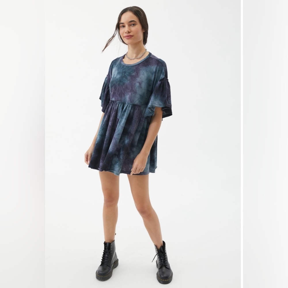 UO Tie-Dyed ruffle Mini Frock Dress size XS NWT